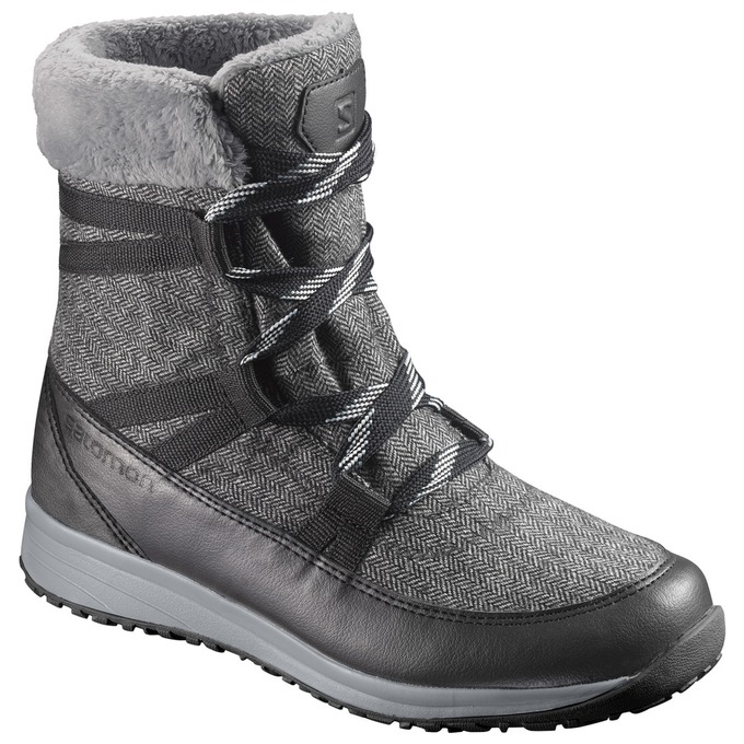 Salomon Singapore Womens Winter Boots - HEIKA CS WP Grey/Black | 30142-KRUB